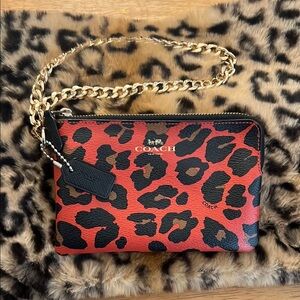 Coach Red Leopard Print Women' Wristlet